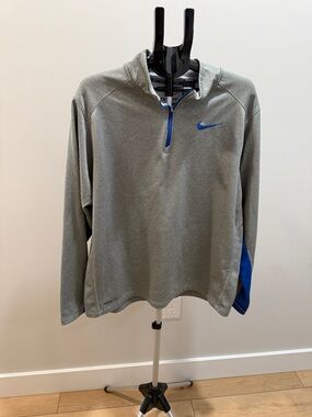 Nike Gray and Blue Quarter-Zip Pullover